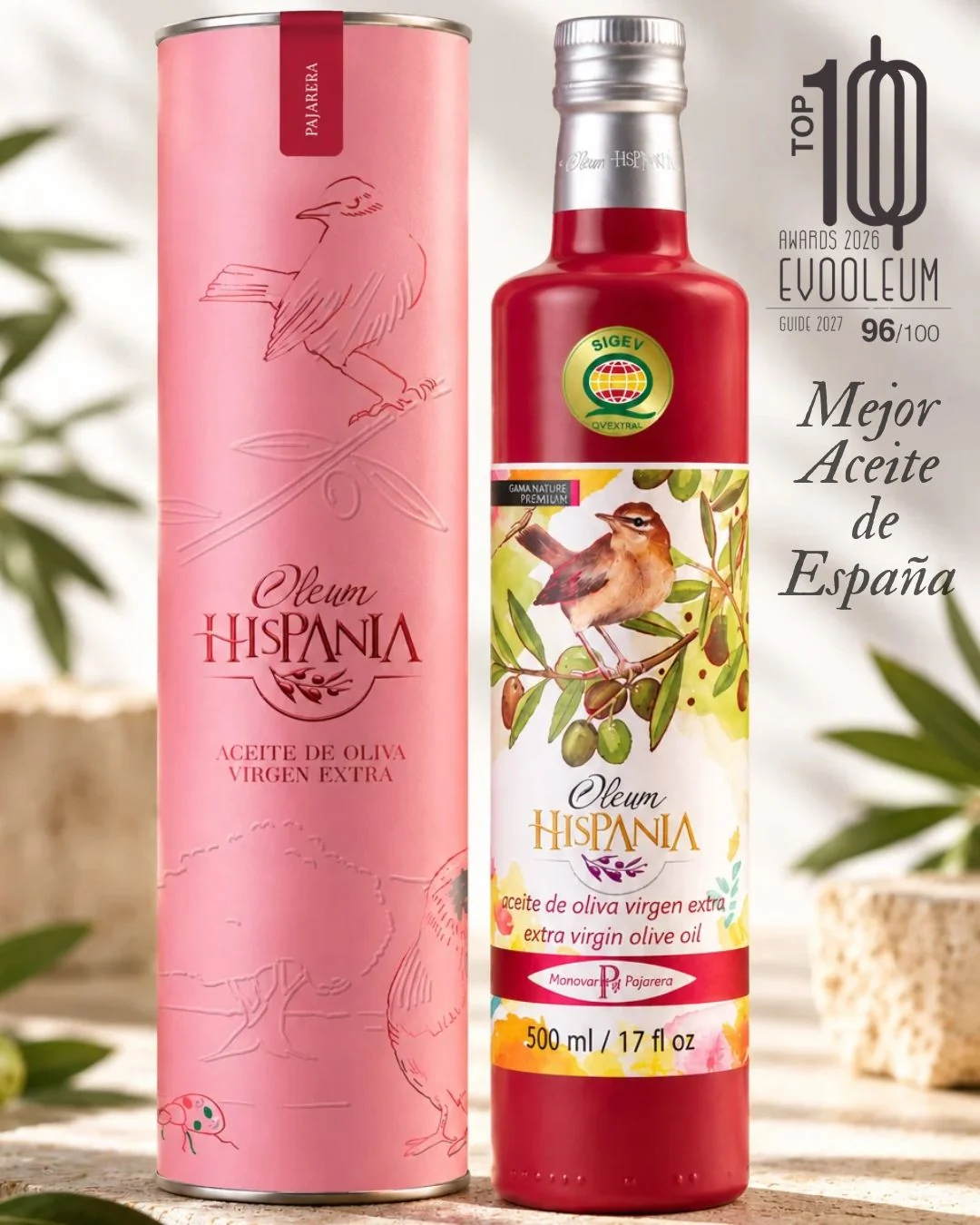 Estuche premium Pajarera con botella de AOVE de 500 ml